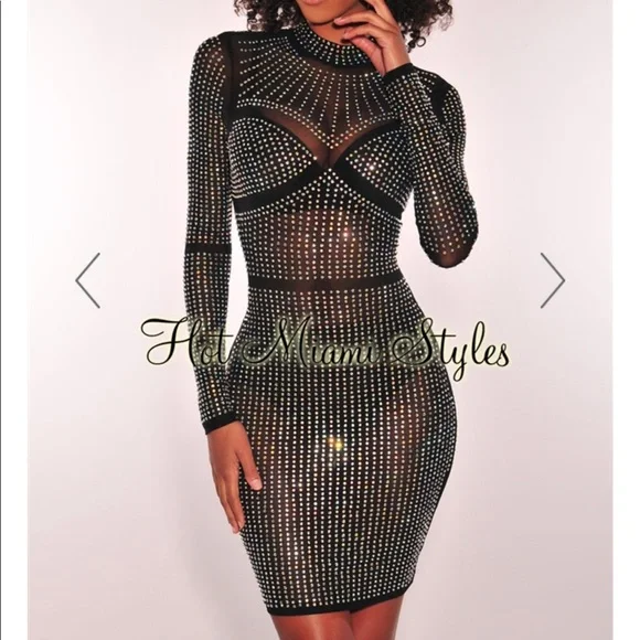 knee length dresses for ladies Red Studded Mesh Mini Dress – foxxiladi main image 0